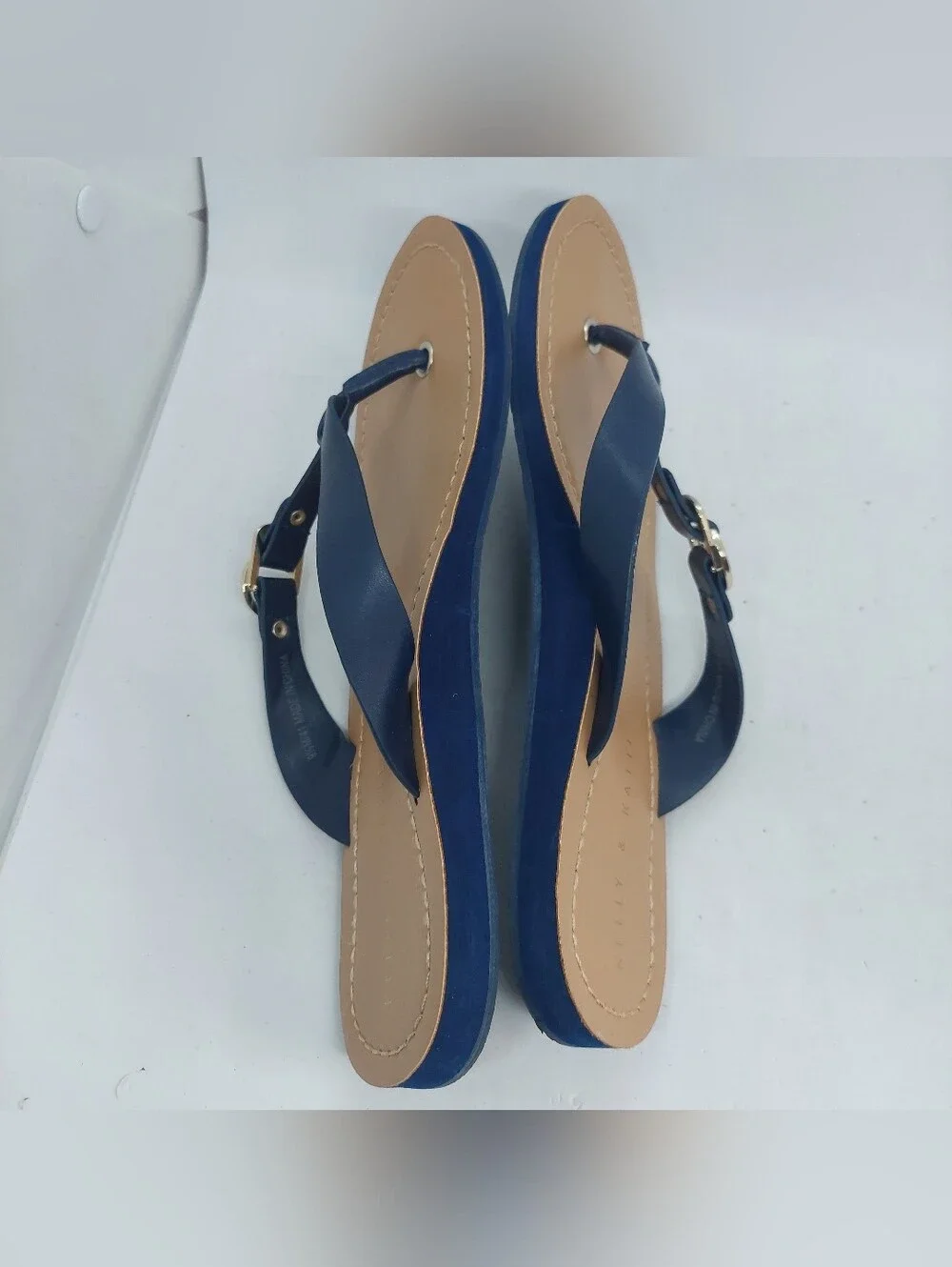 Kelly & Katie Murie Sandals Womens Size 9.5M Navy Blue Metallic Hardware Casual